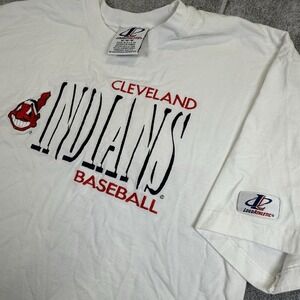Vintage Cleveland Indians Logo Athletic T-Shirt M Chief Wahoo MLB Made in USA 90